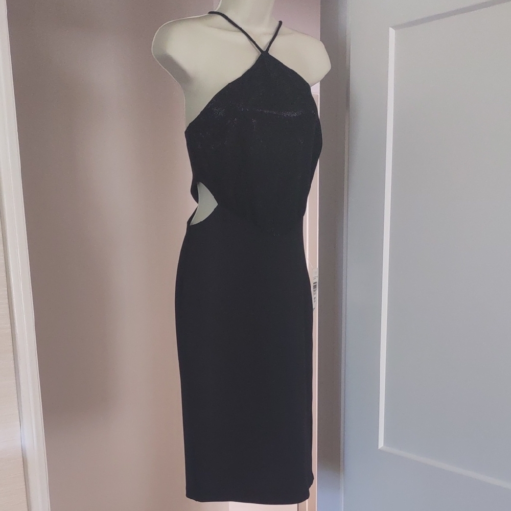 Jump Apparel Black Halter Cutout Midi Dress - Size 5/6